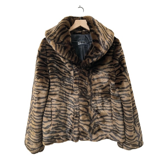 Dale Dressin Jackets & Blazers - Dale Dressin Brown Zebra Print Faux Fur Cozy Comfy Coat Size Large